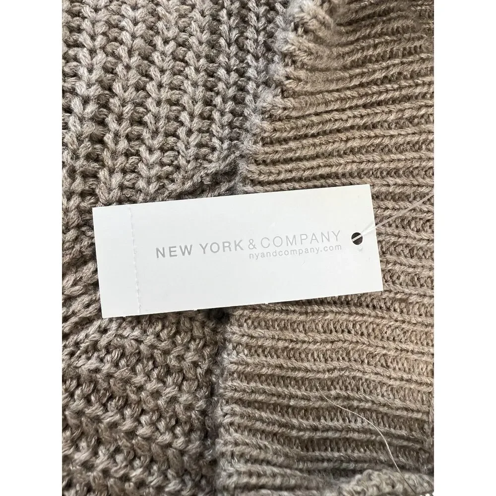 NWT New York & Company Shawl Poncho Zip Scarf Chic Tan Beige Women Size Small